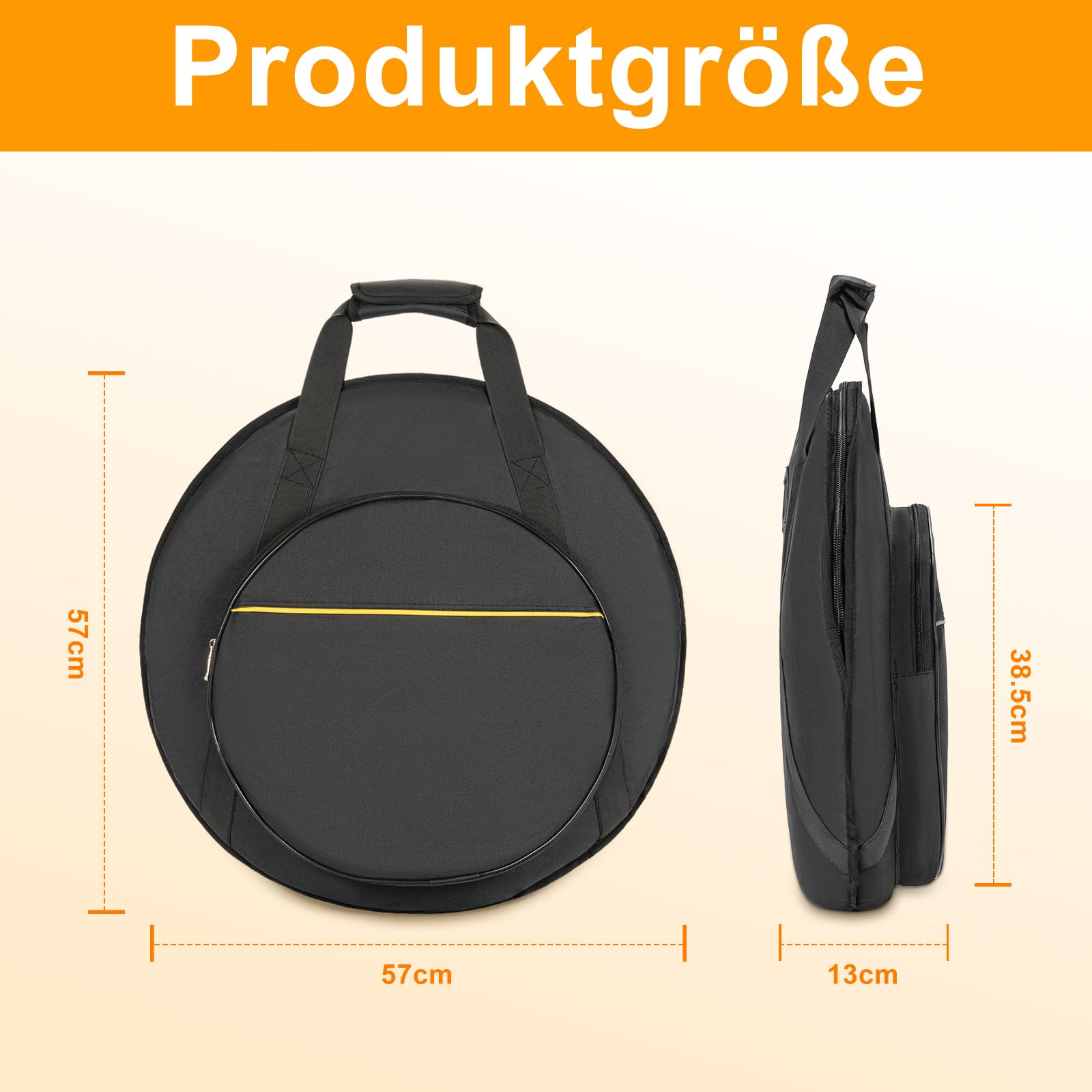 OUUTMEE Bolsa para platillos de 22" 600D impermeable, tejido Oxford Cymbalbag con divisor acolchado, espacio para 5 Raobao, bolsillo exterior de 15 pulgadas, con asa cómoda, color negro