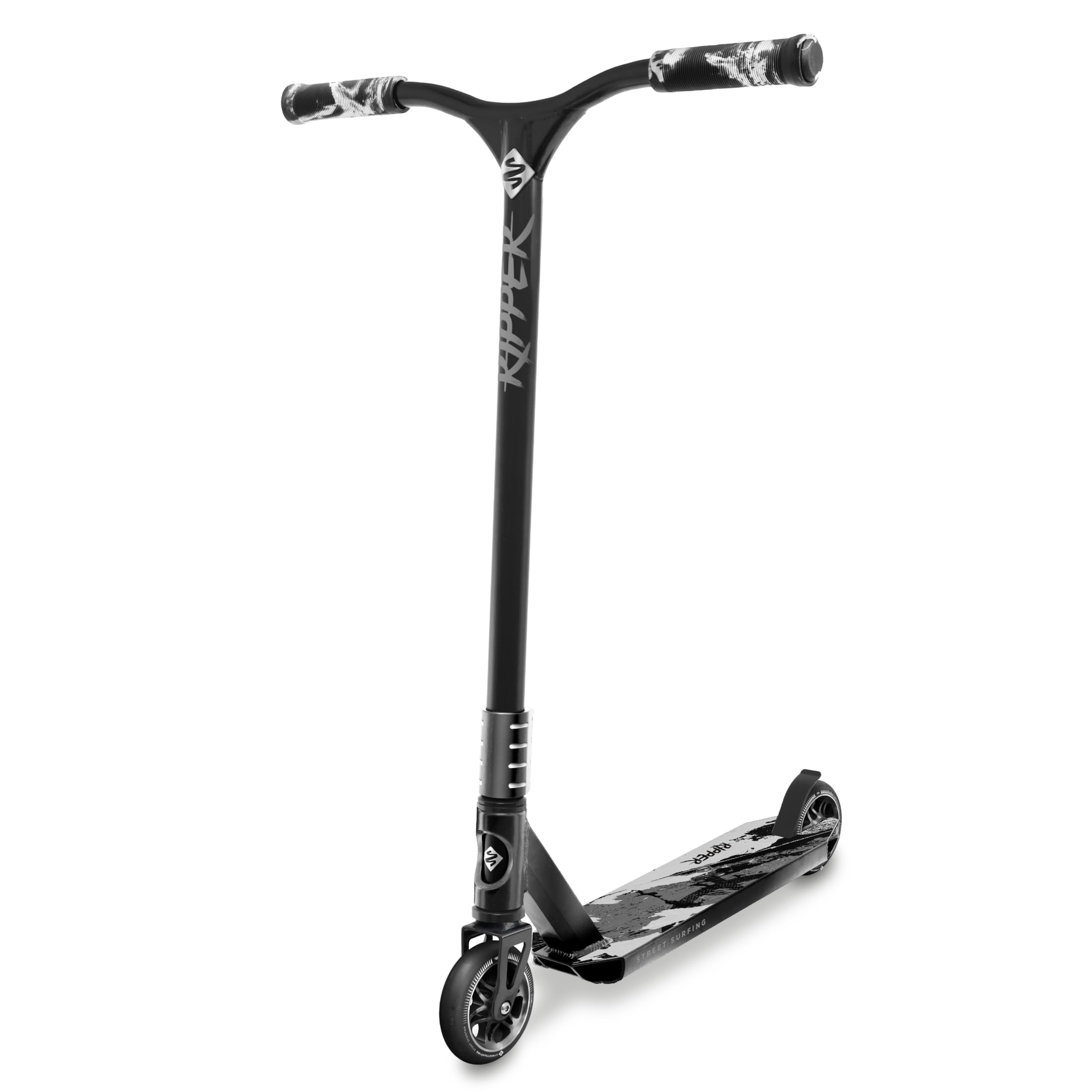 Trottinette d'acrobaties Ripper Black Scratch - Trottinette Freestyle Pro avec roues 110 mm, roulements ABEC 9 et Deck en aluminium 6061-T6