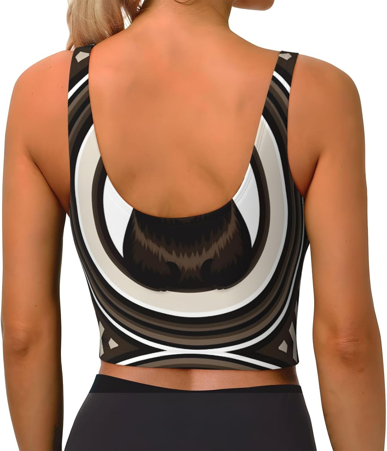 Concentric Circles Brown Bear Women's Sports Bras - High Support Workout Tops for Women, Bralettes with Support