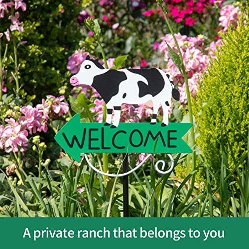 Aovdy Decorative Garden Stakes Set, 2 Pcs Colorful Animals Stake Door Ornaments, Metal Gardening Decor Art Decorations For Outside Yard Patio Lawn (Cow) #TOP3