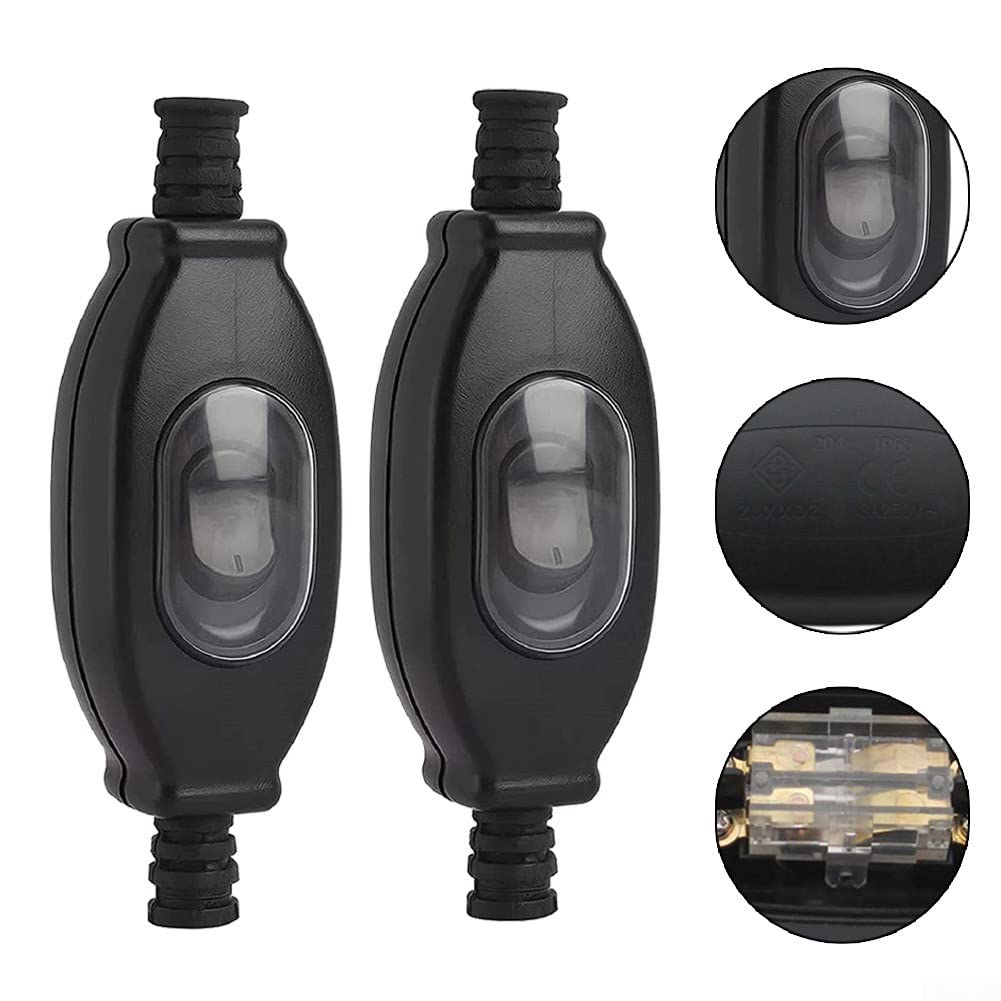 Interruttore A Cavo Nero 2 Pezzi - IP65 Antipolvere E Impermeabile | Per Lampade Ed Elettrodomestici - Foto 11