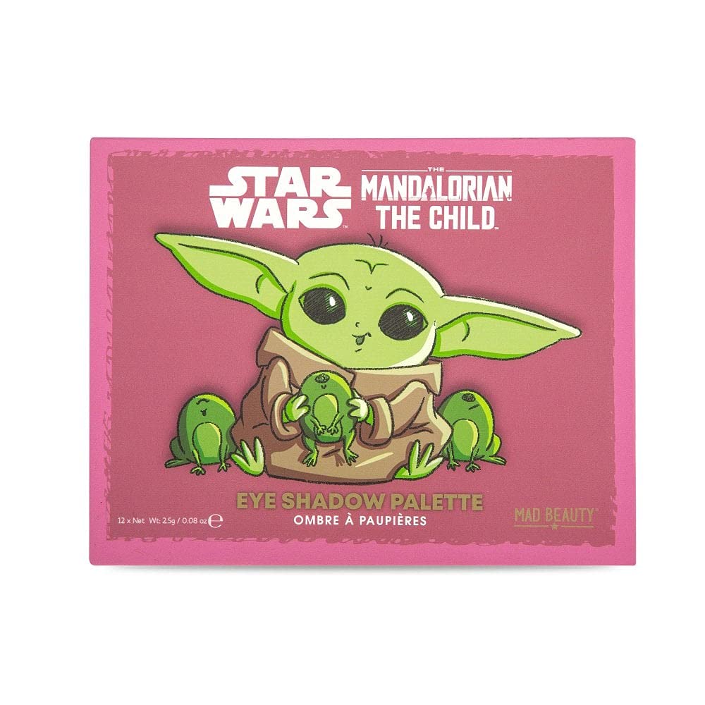 Mad Beauty Green Star Wars The Mandalorian Eyeshadow Palette | | The Child, Grogu, Baby Yoda | 12 Shades, Sharp, Glittery, Fun & Cute Cosmetic Gift