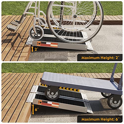 Orford Non-Skid Foldable Wheelchair Ramp 2Ft, Threshold Ramp With A Non-Slip Surface, Portable Aluminum Foldable Mobility Scooter Ramp, For Home, Steps, Stairs, Doorways, Curbs #TOP2