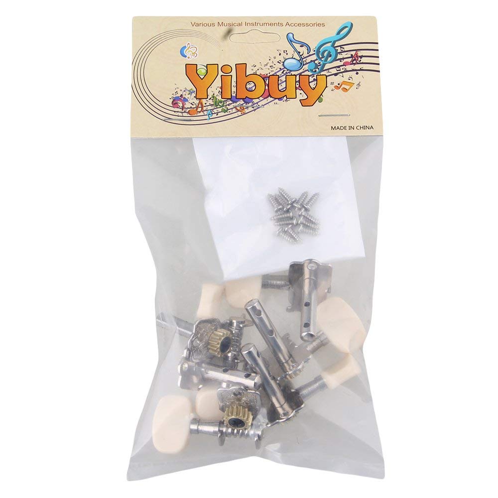 Mécaniques ouvertes individuelles pour guitare Yibuy Chrome 3R3L avec boutons blanc crème