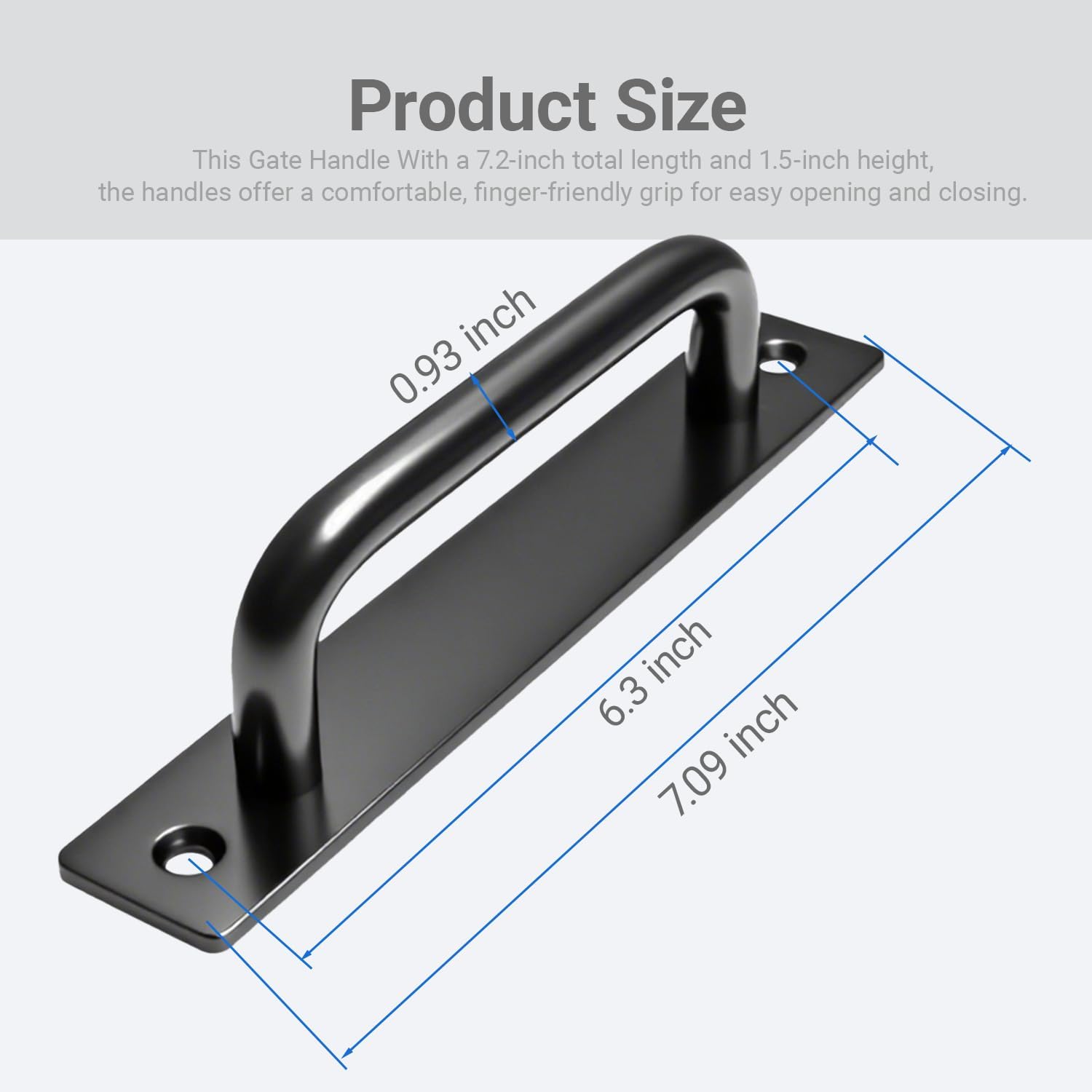 2PCS 7 Inches Barn Door Handle, Premium Gate Handle, Sturdy Black Sliding Door Pull Handles for Kitchen, Cabinet, Bathroom, Closet, and Easy Install