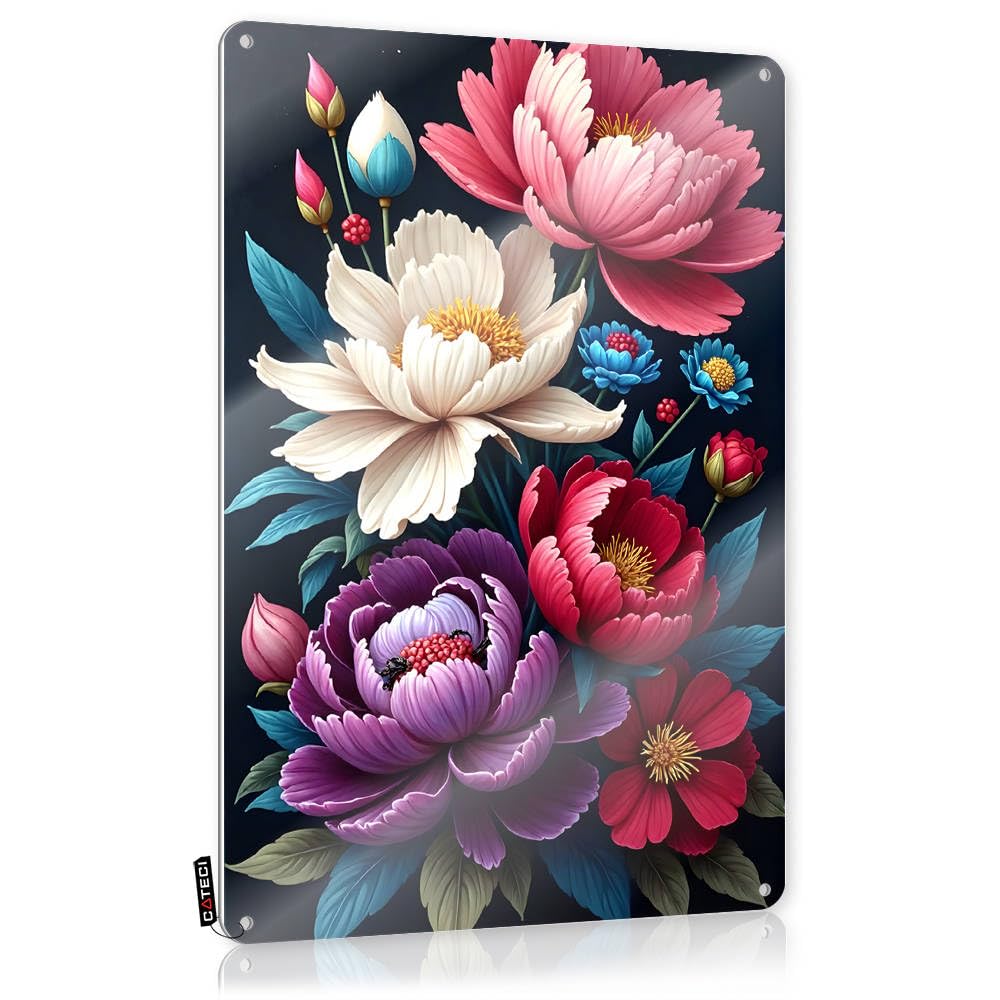 Fzfn Men's Colour Signs Funny Bedroom Decor Wall Decor | Bright Peonies Blooming: A Vibrant Floral Display Nice For Bathroom Home(20X30cm)