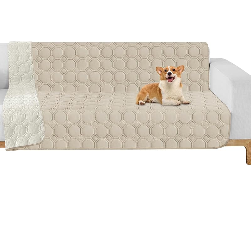 Manta impermeável para cães ZNSAYOTX com base antiderrapante e microfibra Bege, 132,08 x 208,28 cm