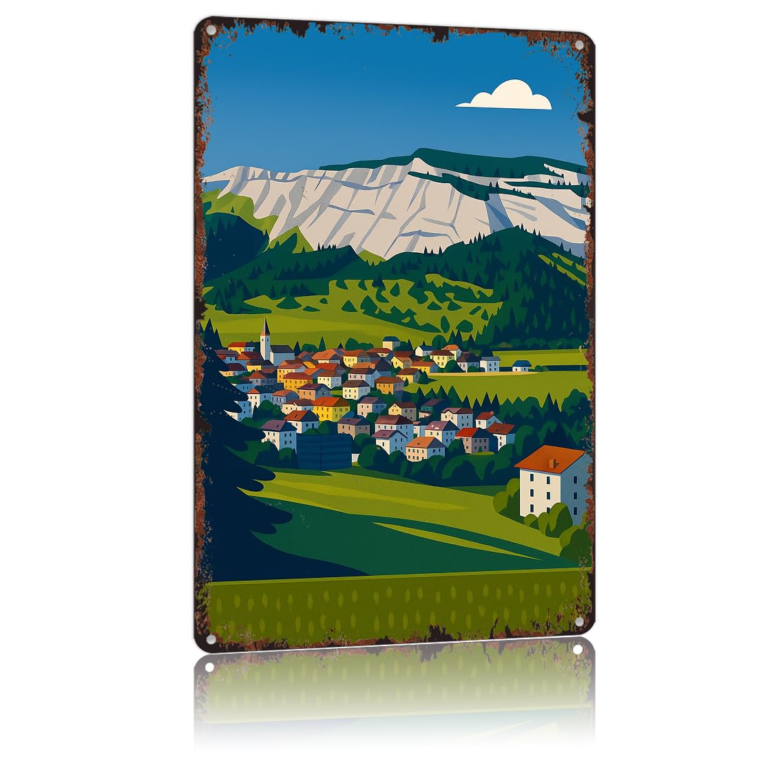 peiyeety Vintage Tin Sign Flims Switzerland Poster Funny Metal Sign Aluminum 8x12inch For Bathroom Bedroom Living Room Wall Decor