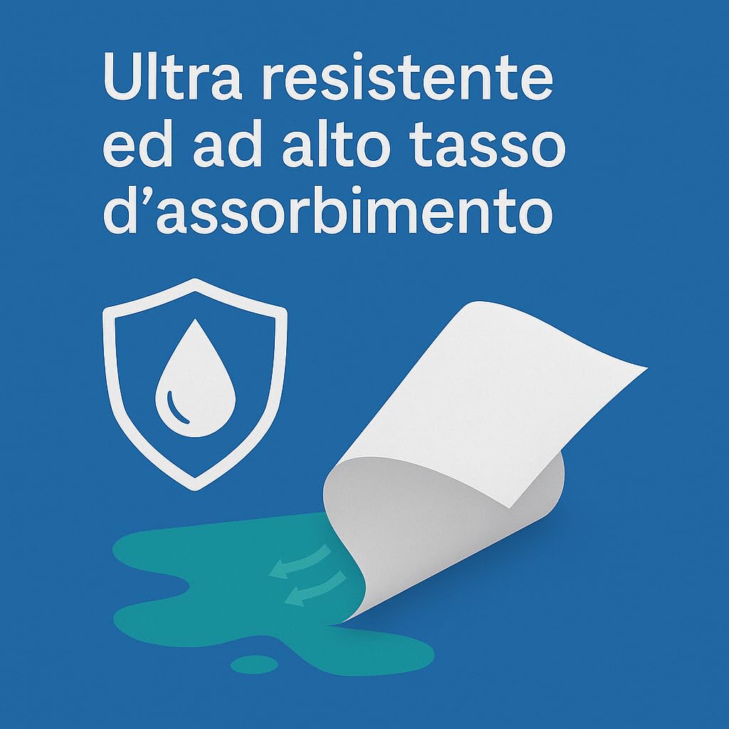 Rocard® – Maxi Carta – 8 Rotoloni Asciugatutto, Super Assorbenti, 2 Veli Pura Cellulosa con Microgoffratura, Fino a 6400 Strappi – Ideale per Uso Alimentare, Domestico e Professionale