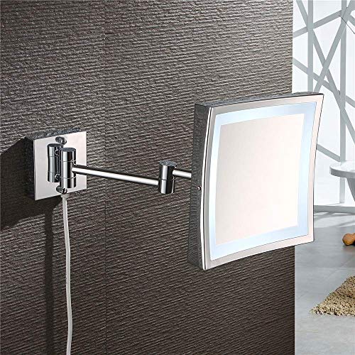 Miroir de courtoisie mural éclairé JCAKES pliant 8,5 pouces chrome