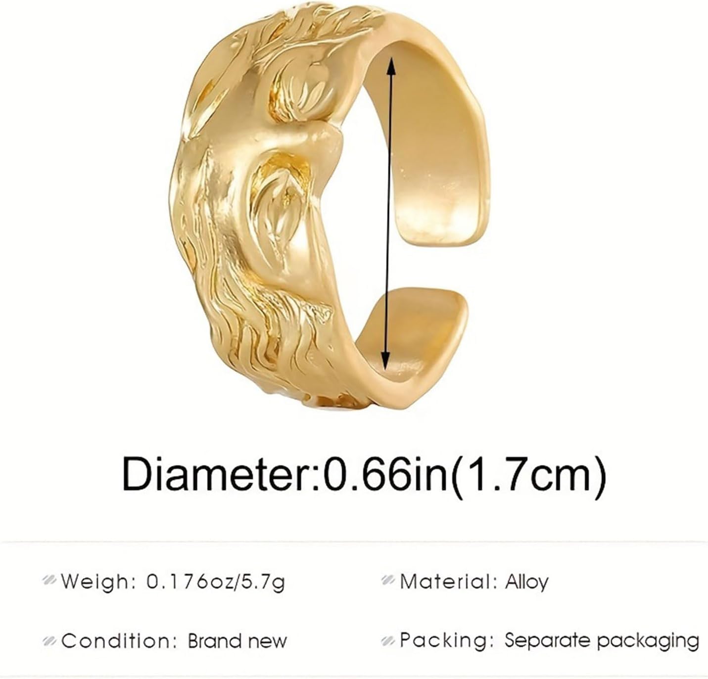 Vintage Artistic Half Face Open Rings,Women's Band Rings,Unique Rings,Adjustable Face Design, Stackable Rings Thumb Fashion Comfort Fit Jewelry Holiday Gift Size For Women Men - Image 6