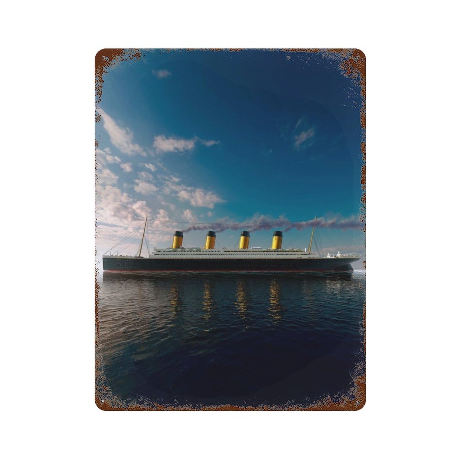 Rust Effect Ship of Dreams Rusty Metal Tin Sign 15.7"x11.8", Old School Wall Decor for Pub, Kitchen And Man Cave Decor