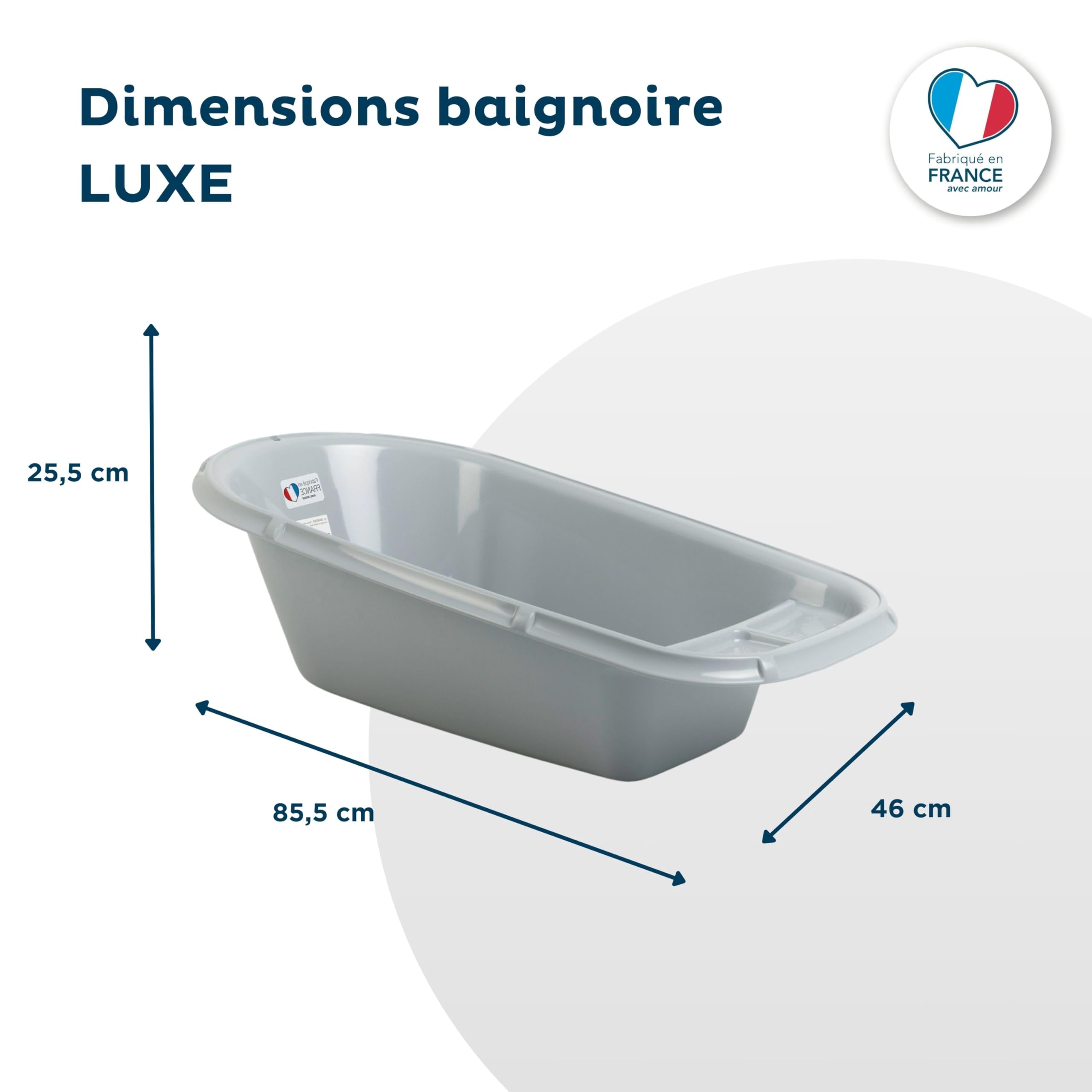 THERMOBABY Baignoire LUXE Bain de bébé Gris Charme Fabriqué en France