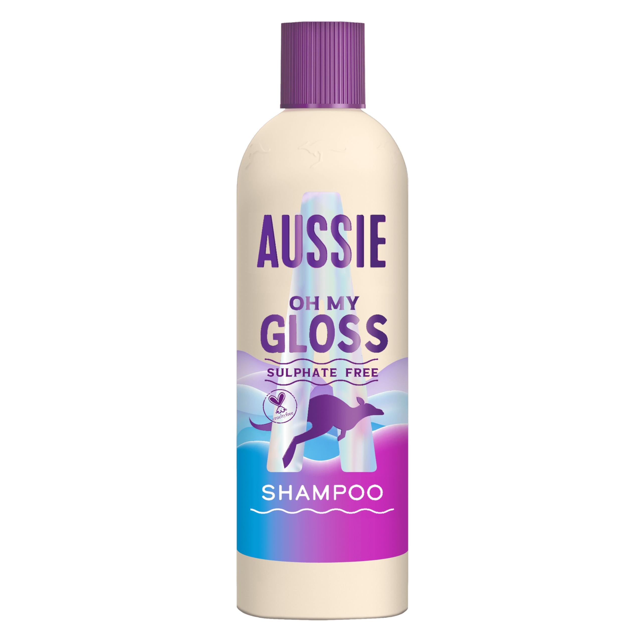 Aussie Oh My Gloss Shampoo 300ml. Deeply Moisturises Dry and Dull Hair. Infused with Australian White Strawberry. Sulphate-Free Formula. For Instantly Shinier and Glossy Hair. Vegan and Cruelty-Free