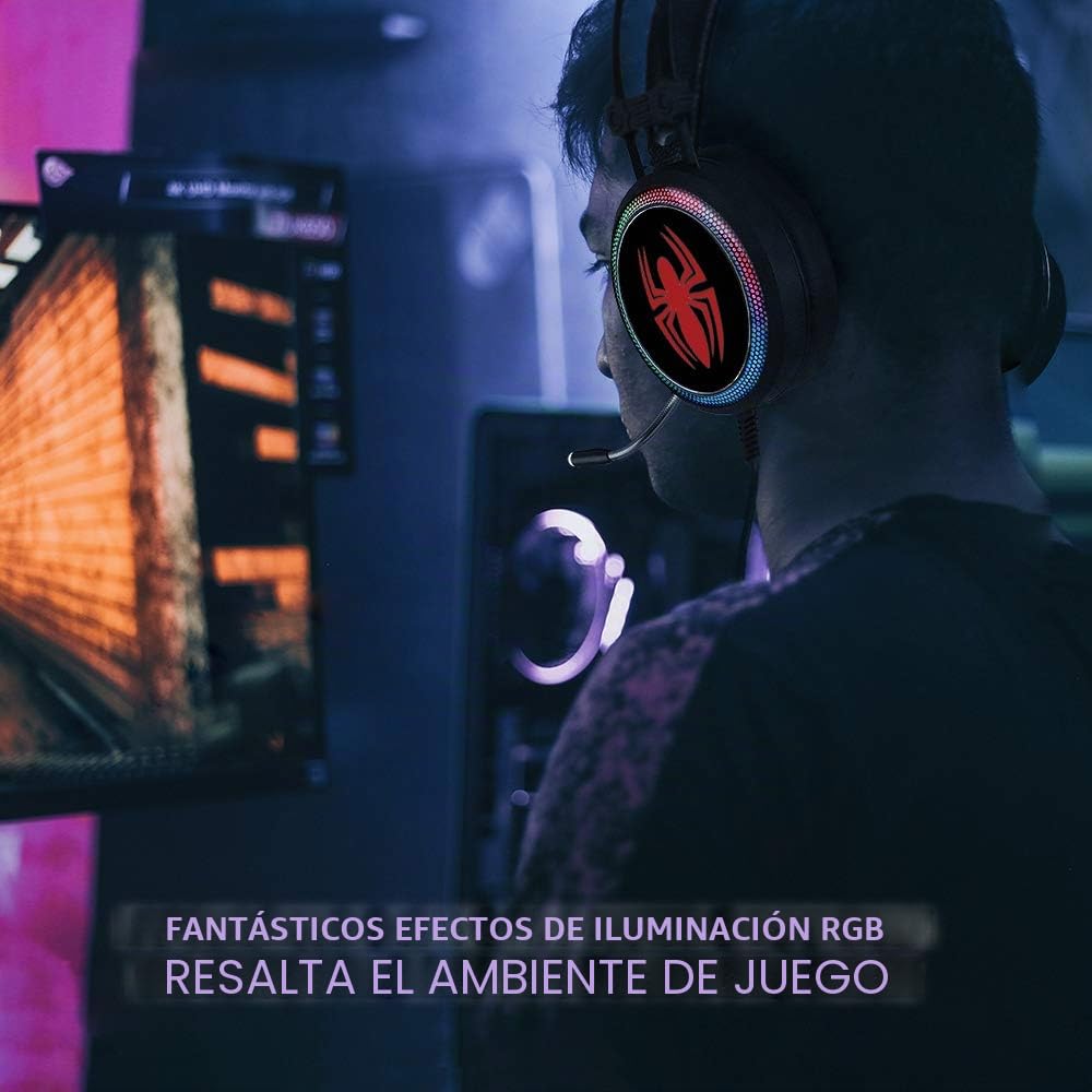 ERT GROUP Spiderman - Auriculares para Juegos con micrófono, Auriculares con Diadema Ajustable, Auriculares USB de 2,2 m, con diseño de Marvel