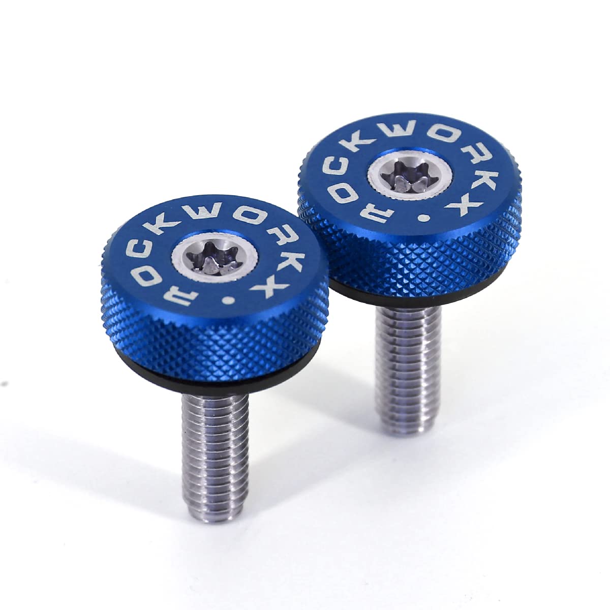 ROCKWORKX Bronco 6G Billet Aluminum Hardtop Fastener/Thumb Screw, Torx T40 Head Compatible with Ford Bronco 6G-Door 4 Door (2 Pack). (Blue)
