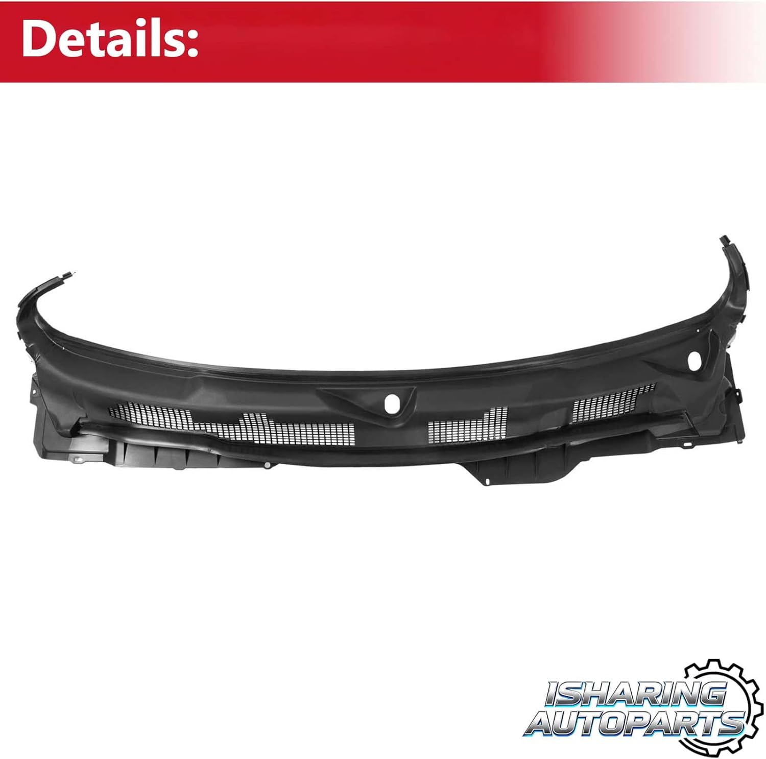 Front Grill Windshield Wiper Cowl Panel Compatible with 2009-2018 Dodge RAM 1500 2500 3500, for 2019-2024 RAM 1500 Classic, Black Replace# 55112305AB 55112305AC 55112305AD