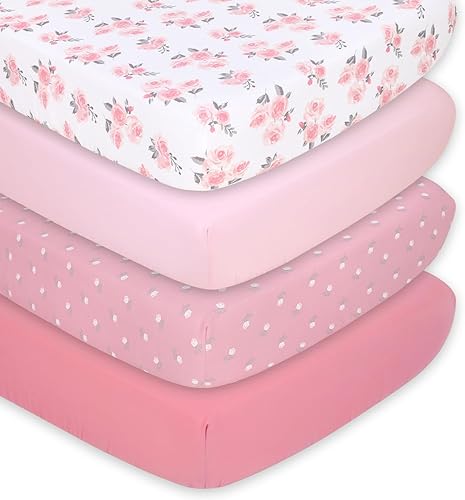 The Peanutshell Juego de sábanas bajeras para cuna, supersuaves y transpirables, para decoración de guardería, aptas para funda de colchón estándar,