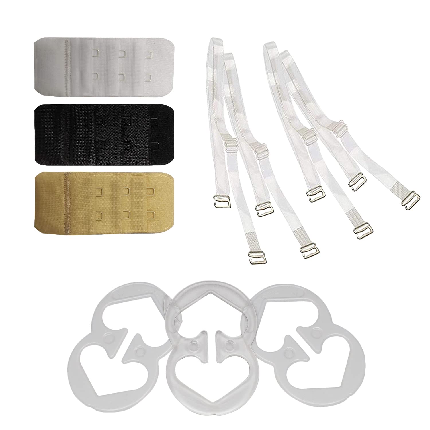 bralux Bra Accessories for women - 2 Bra Straps Transparent, 3 Bra Extenders 2x3, 3 Racer Back Clips-picture-39
