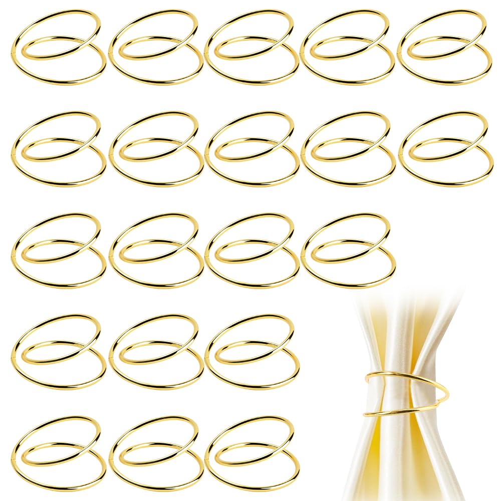 SITAKEGS Servilleteros dorados, 20 unidades, metal espiral, servilleteros, hebillas, anillos de aleación, servilleteros para familia, cenas, bodas, fiestas de Navidad