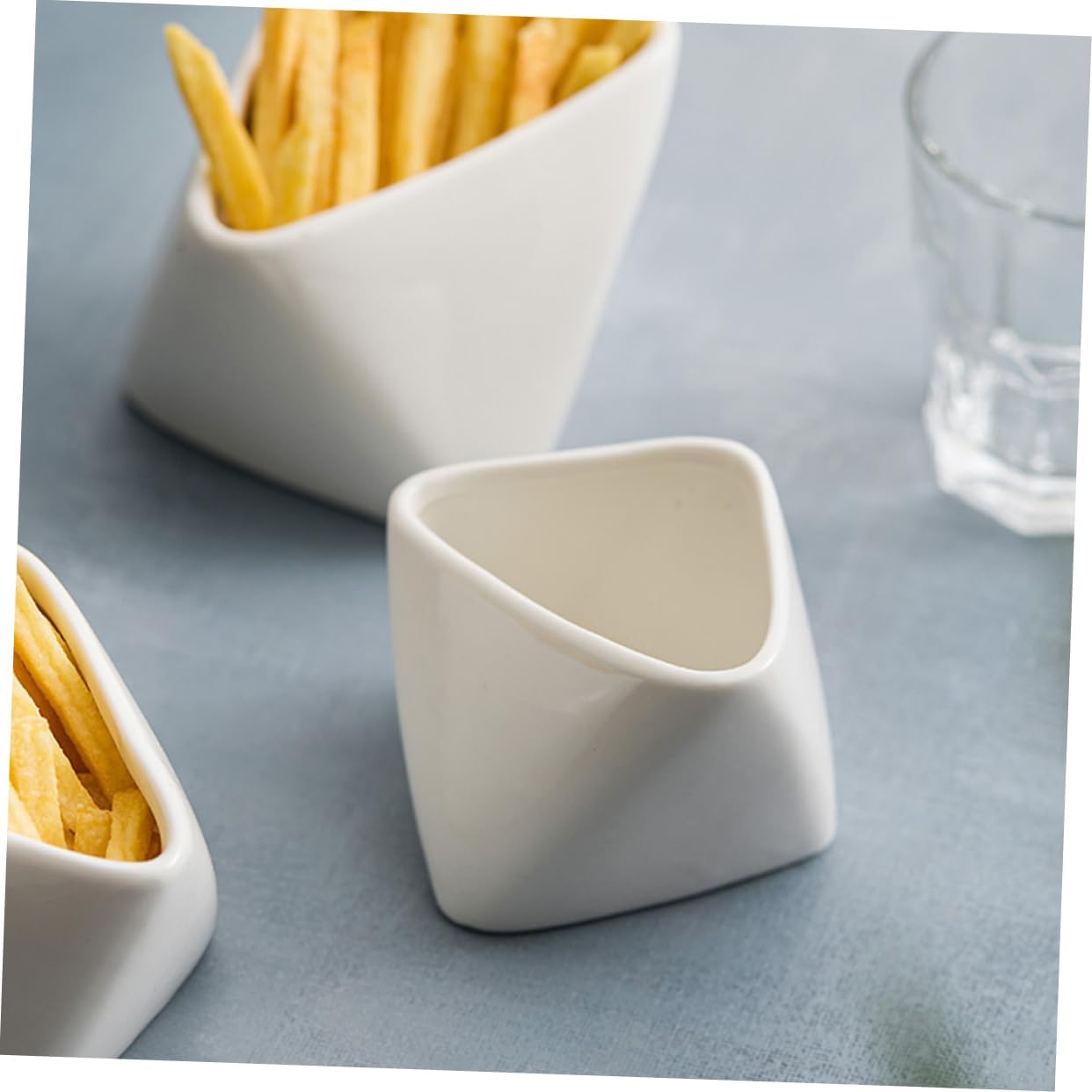 Ceramic Snack Dish and Condiment Holder Food Sauce Dish for Dipping Sauces Sturdy Kitchen Accessory for Home and Restaurant Use for French Fries Desserts and Sides