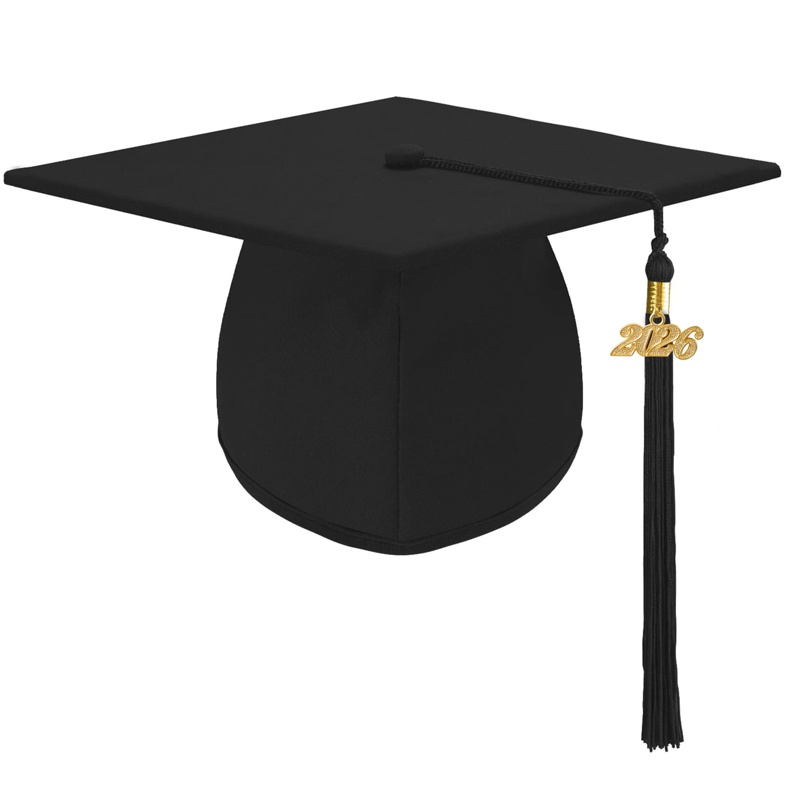 Unisex Adult Matte Graduation Cap Graduation Hat with Tassel Adjustable for High School and College Black
