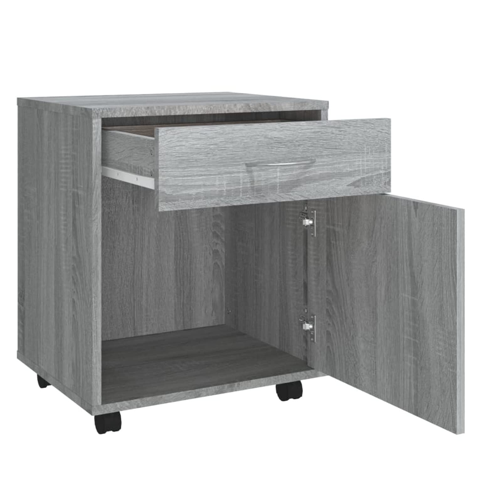 Armadietto con Ruote Grigio Sonoma 45x38x54cm Legno Multistrato,Carrello Porta Stampante,Mobiletto con Ruote,Supporto per Stampante in Legno,Classificatore per Documenti per Studio,Ufficio