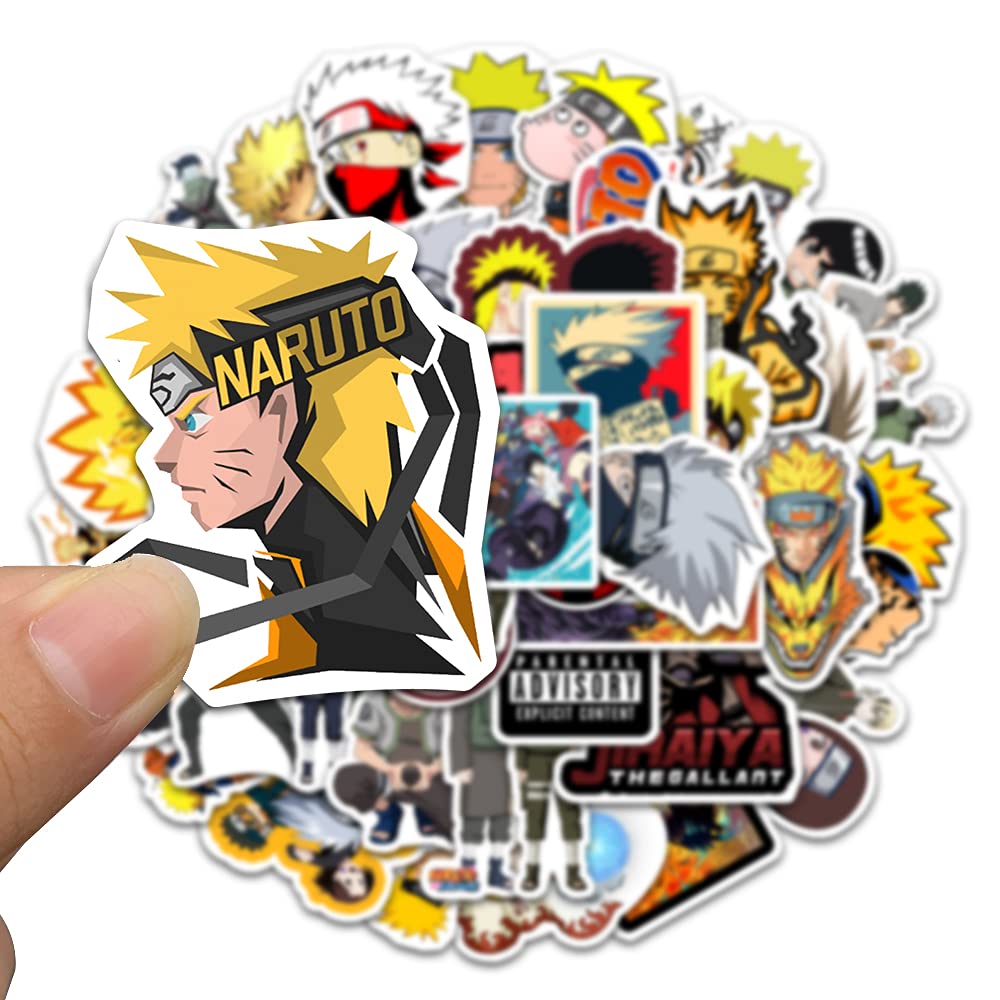 50 pezzi Naruto Adesivi per Bottiglie Acqua Laptop Skateboard Telefono Auto Bicicletta Casco Camera da Letto Decorazione da Parete Ninja Anime Adesivi in Vinile per Ragazzi e Bambini