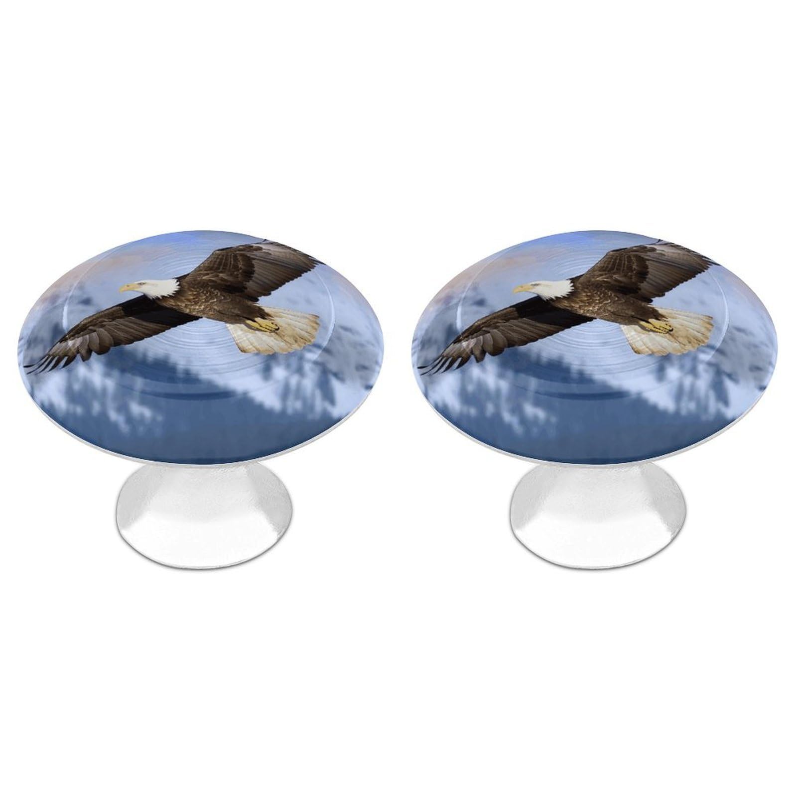 Fekiloot Style Bald Eagle Flying Cabinet Knobs Personality Stainless Steel Round Drawer Handles Circle Modern Cabinet Handles Drawer Knobs For Kitchen Dresser Bathroom Cupboard Furniture