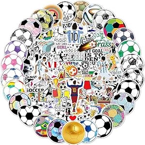 100 Pcs Soccer Stickers for Kids and Adults, Vinyl Waterproof Stickers for Water Bottle Luggage Scrapbook Laptop Stickers, Soccer Party Favors, Soccer Gifts