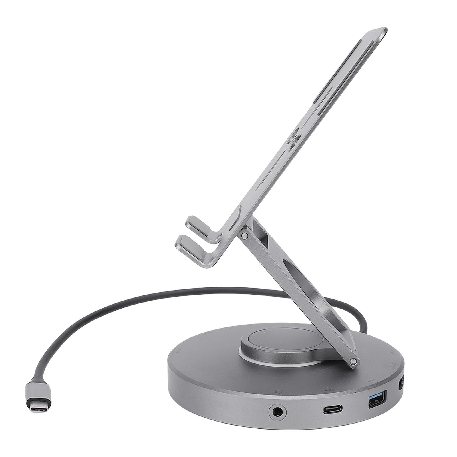 Hidyliu Supporto per Tablet Regolabile con Hub USB C 4K 10 in 1 per Dispositivi IOS e Lega di Alluminio