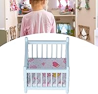 Vista 4 de Casa de muñecas de madera a escala 1:12, cama de bebé, casa de muñecas en miniatura, mini accesorios de muebles con colchón cama cuadrada, regalo