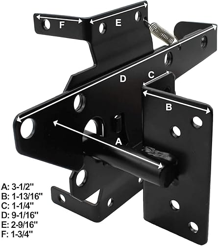 Miniatura 2 de Kit de herrajes para valla de vinilo de cierre automático, color negro (para vinilo, PVC, etc. para cerca), incluye bisagras de puerta y pestillo de