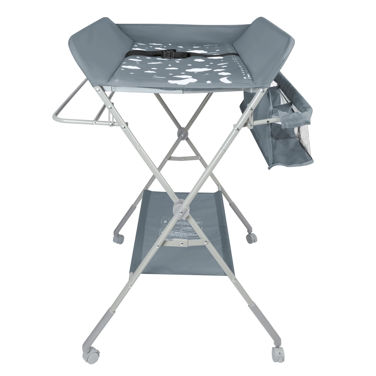 Cambiador Bebé, Cambiador Plegable Bebe, Tela Impermeable y Fácil de Limpiar, Cambiador Bebe Gran Espacio de Almacenaje, Tela Oxford, 4 Ruedas con Freno-80 * 58 * 90cm-gris oscuro