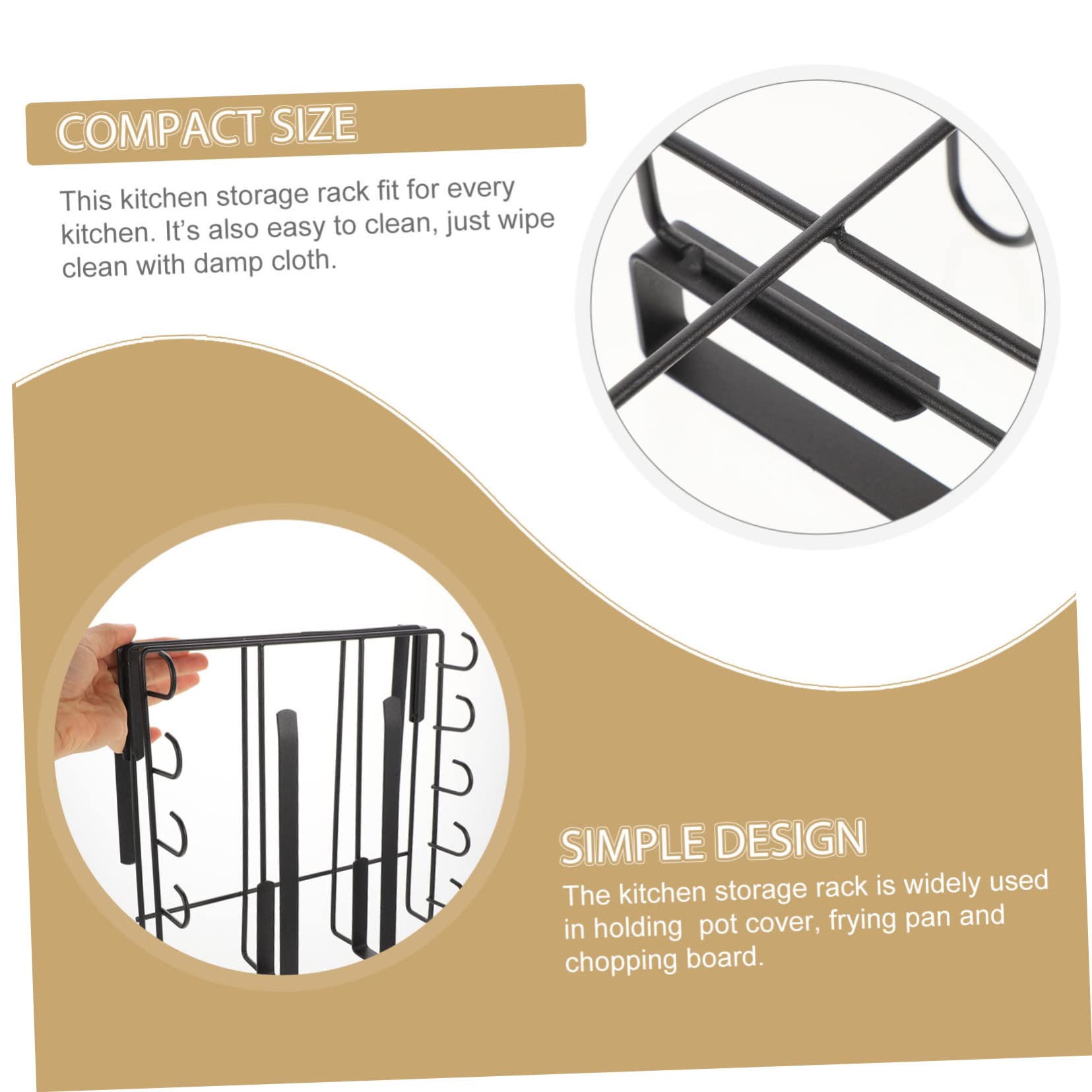 Scaffale Porta Coperchi Pentole e Taglieri da Cucina in Acciaio al Carbonio Nero Design Semplice e Finitura per Organizzare Sottolavello