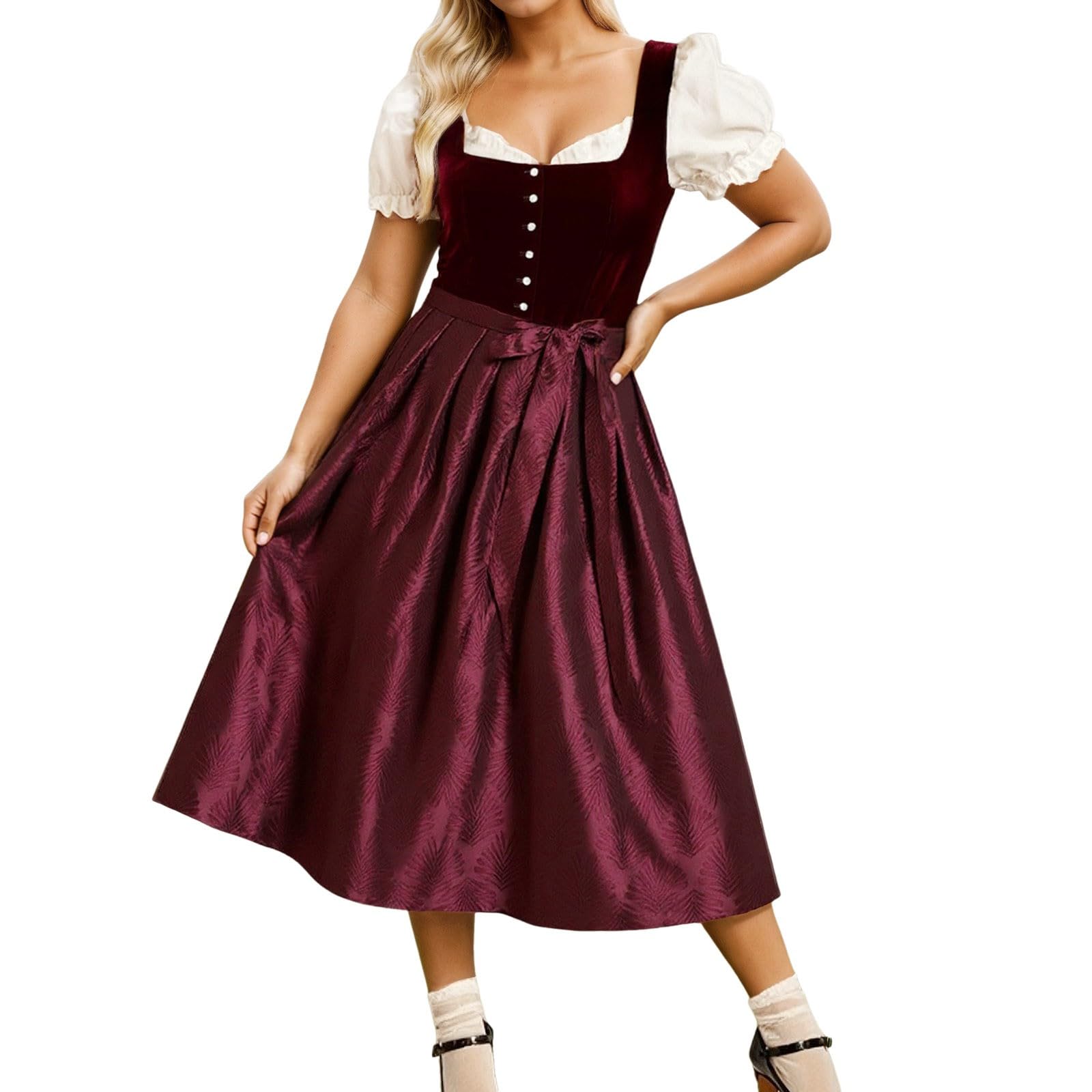 Dirndl Trachtenrock Damen Trachtenkleid Trachtenkleider Ohne Schürze Oktoberfest Damenkleid Dirndl Midi Damen Trachtenkleid Gelb Trachten Traditionelles Oktoberfest Kleid Dirndel Trachtenrock