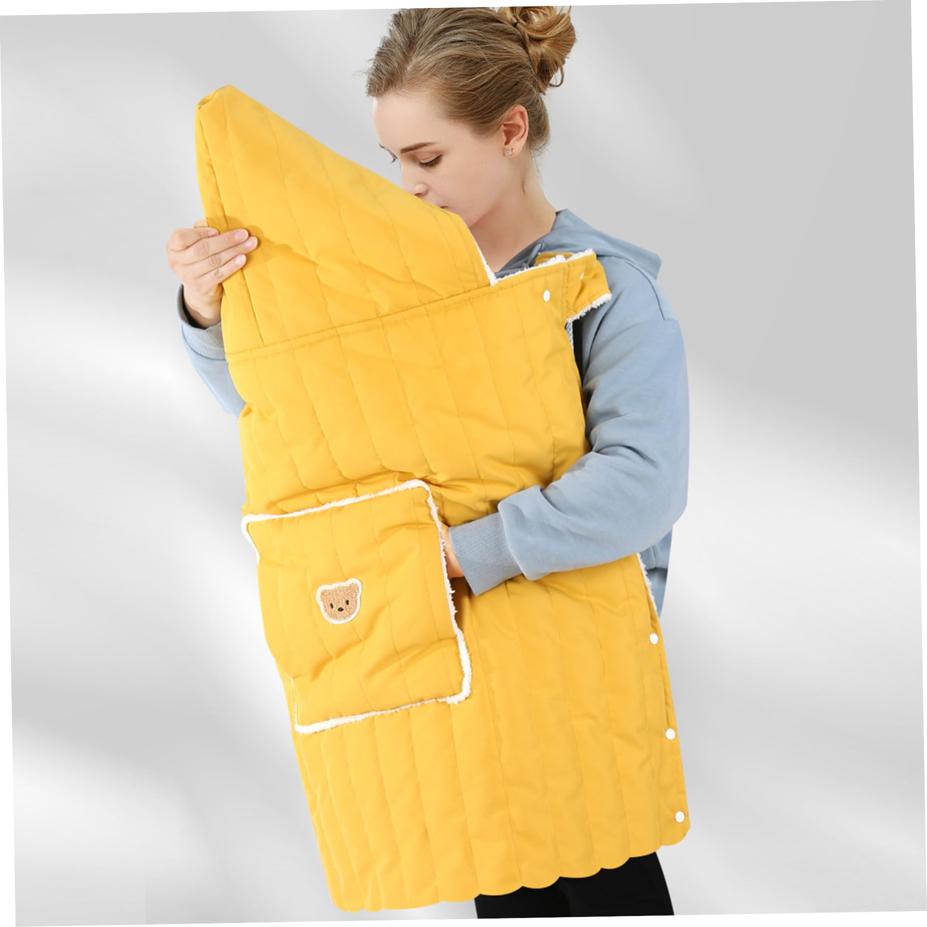 Housse de porte-bébé chaude et coupe-vent pour l'hiver, veste de porte-bébé avec capuche et poche avant pour poussette