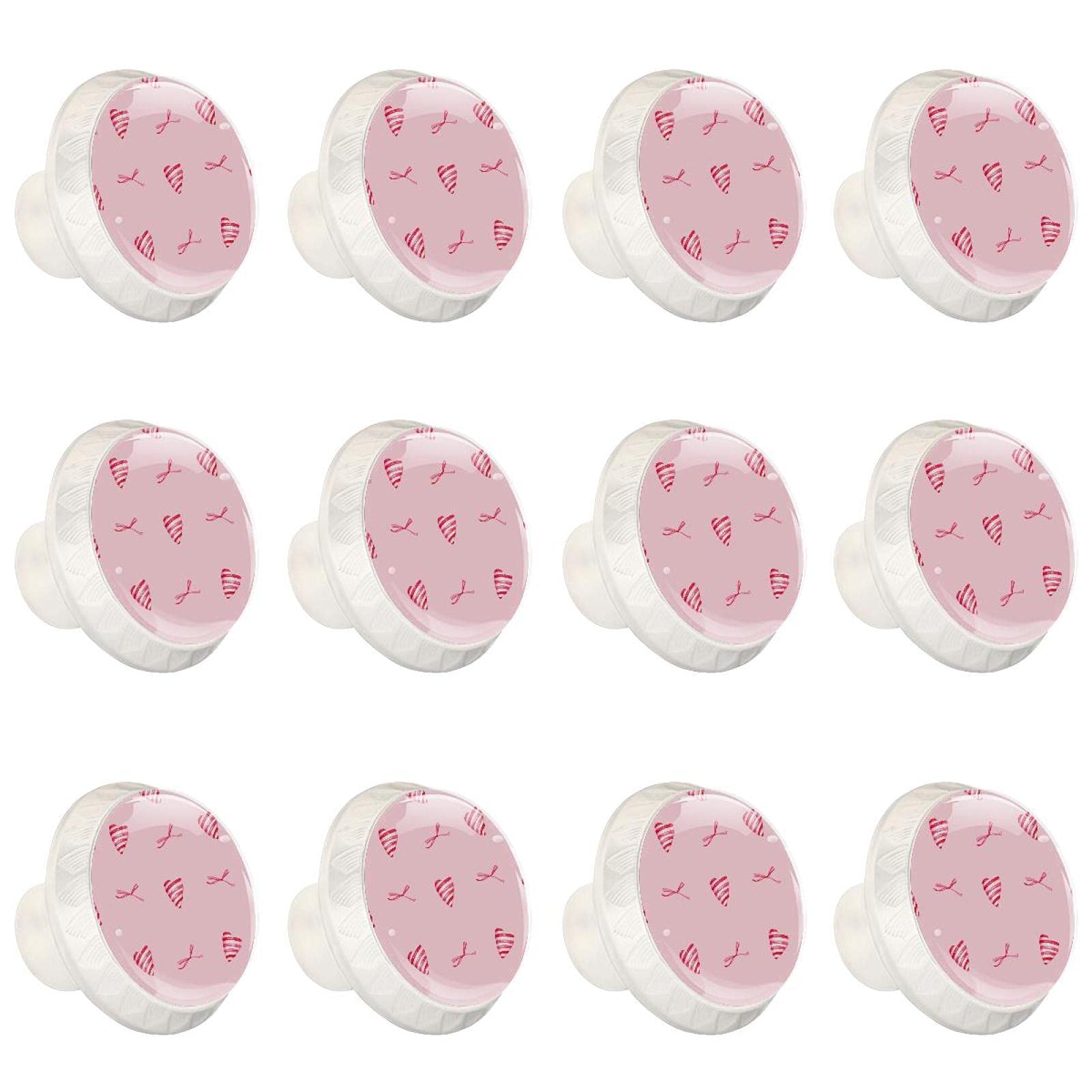 Boutons d'armoires de cuisine poignées tiroirs commode placard ronds roses motif cœur x12
