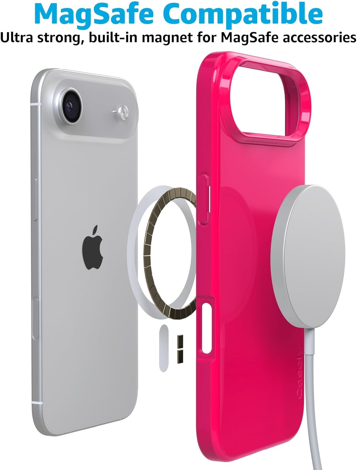 Casely iPhone 17 Air Case | Think Pink | Solid Neon Pink | Compatible with MagSafe | Classic Ultra Slim Design