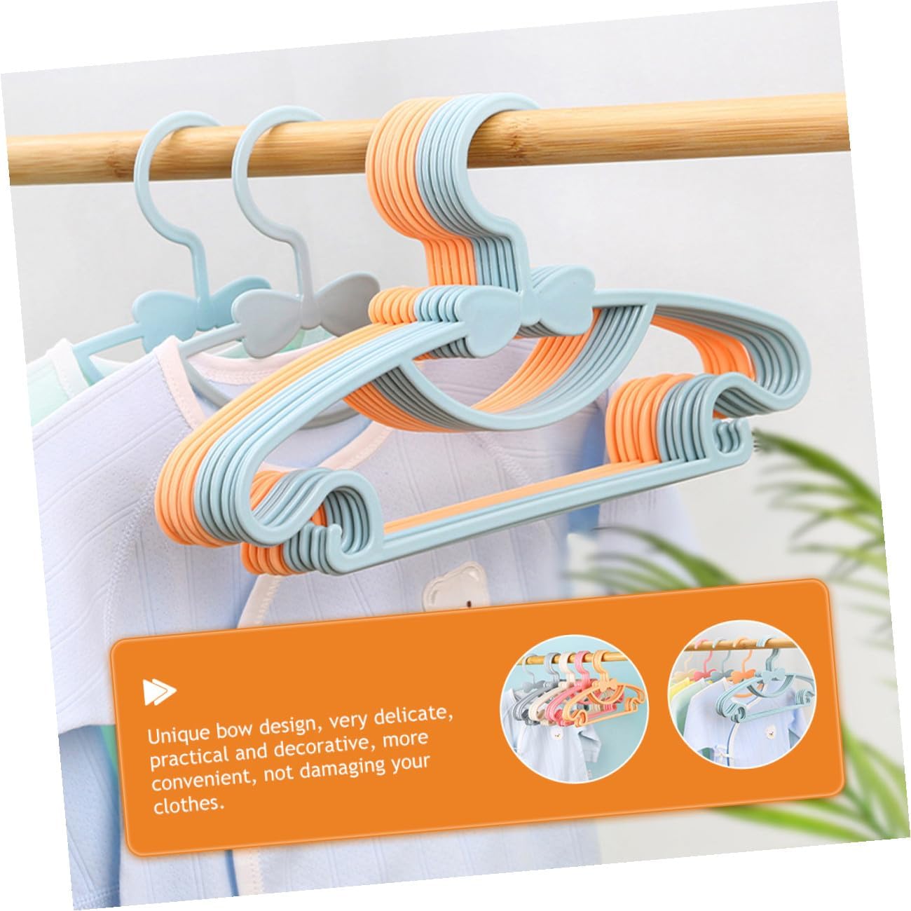 Plastic Clothes Hangers 100 Pack Clothes Drying Hangers Bowknot Style for Boys and Random Color