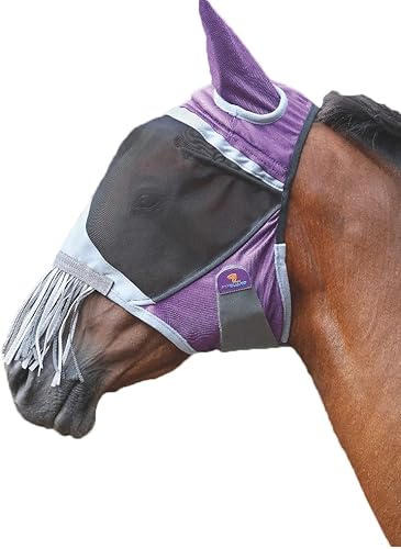 Máscara de mosca de lujo con flecos para la nariz (extra completa, morado)