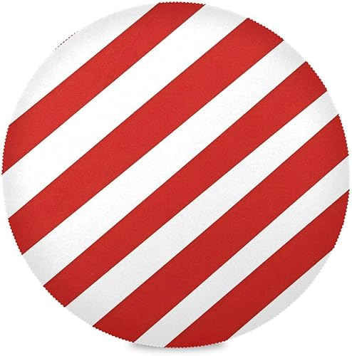 Red-White Oblique Stripes Round Place mats Indoor Washable placemats Kids 15x15 in manteles para platos