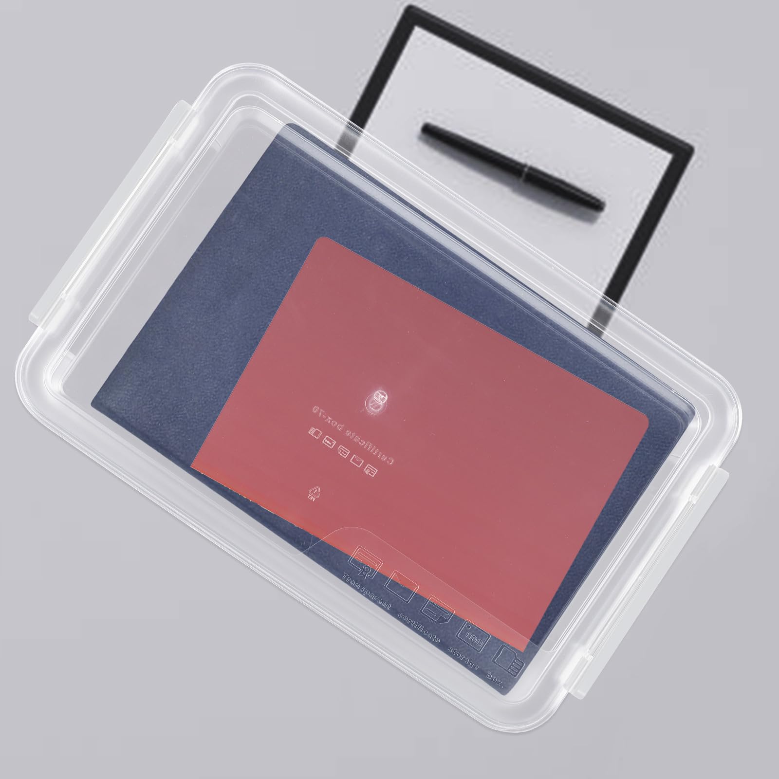 VILLCASE Caja de Archivos de Escritorio Apilable Cajones, Diseño Transparente Pet y Abs, Organizador Resistente para Documentos A4 en Oficina y Hogar
