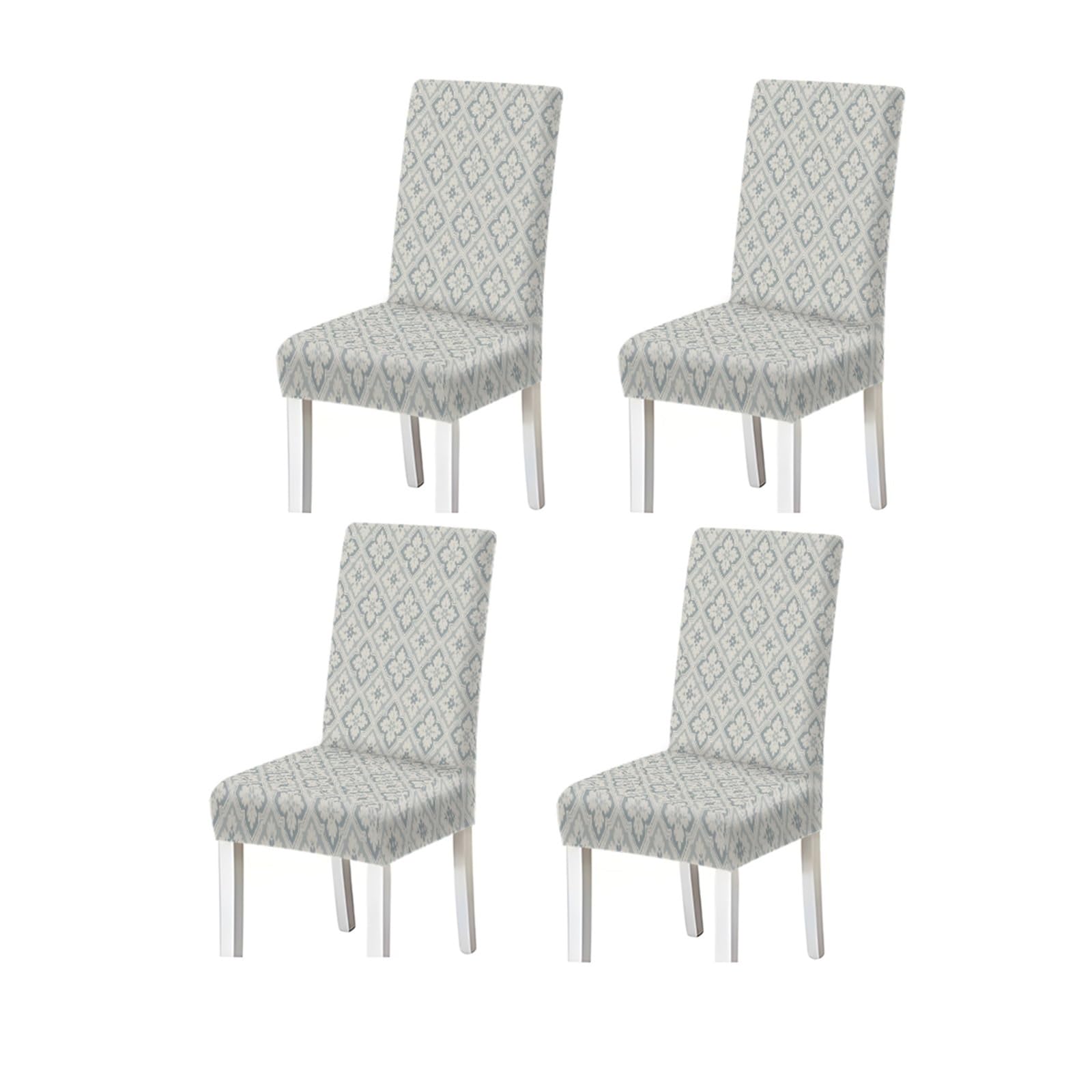 FZJKGH Grey Blue Geometric Pattern Print Dining Chair Covers Set Of 2/4/6, Modern Stretch Slipcovers For Dining Room Removable Stretch Slipcovers for Dining Chairs(4PCSChair cover)