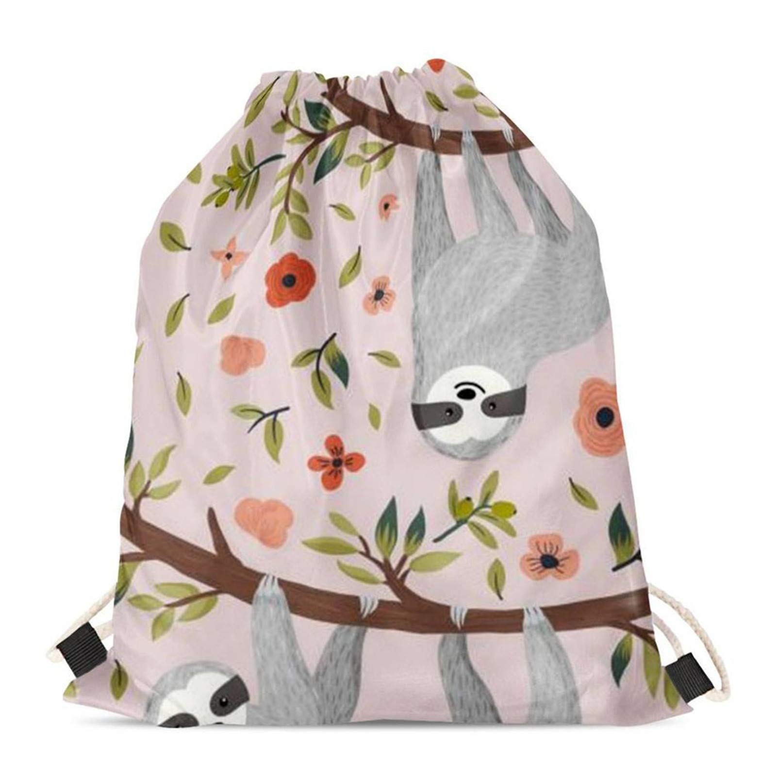 Cute Dog Printed Drawstring Backpack - Lightweight Gym Sack For Sports, Travel, Beach & School