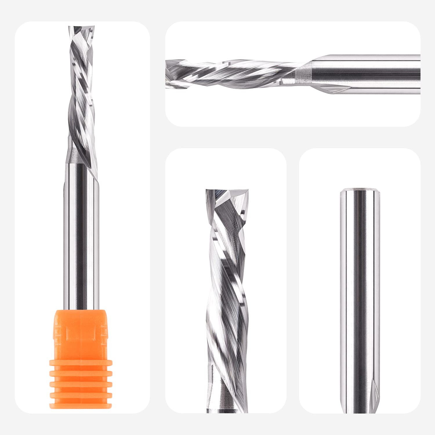 SpeTool Fresas para Madera 8mm Fresa de Ranurar Compresión CNC Fresa Espiral HRC55 Fresa Helicoidal Diámetro de Corte 6mm Longitud de Corte 24mm Carburo Herramienta Fresas de Corte de Madera
