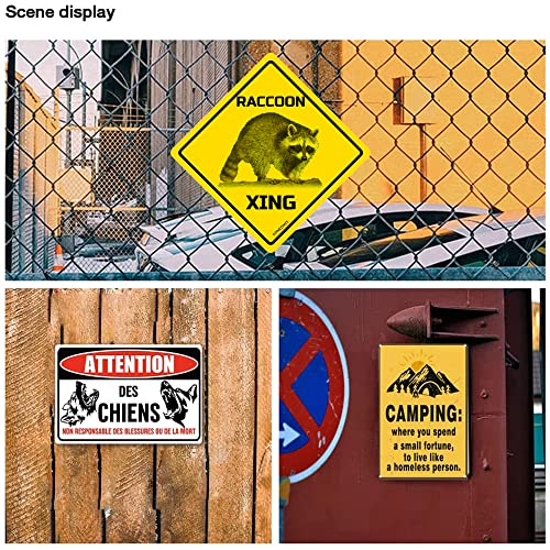 Image of Raccoon Xing Crossing Sign Funny Novelty Metal Tin Sign for Bar Club Country Home Coffee Shop Indoor& Outdoor Decor Yellow Street Sign 12X12inch | Fit for Bar Club Country Home Coffee Shop Wall Decor Indoor& Outdoor Use.