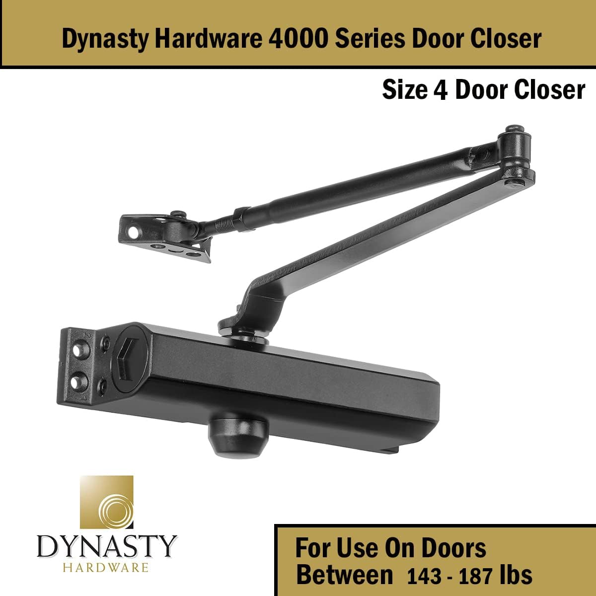 Dynasty Hardware 4000-DURO Samozamykacz do drzwi klasy komercyjnej, rozmiar 4, sprężyna, Duronotic/brązowy