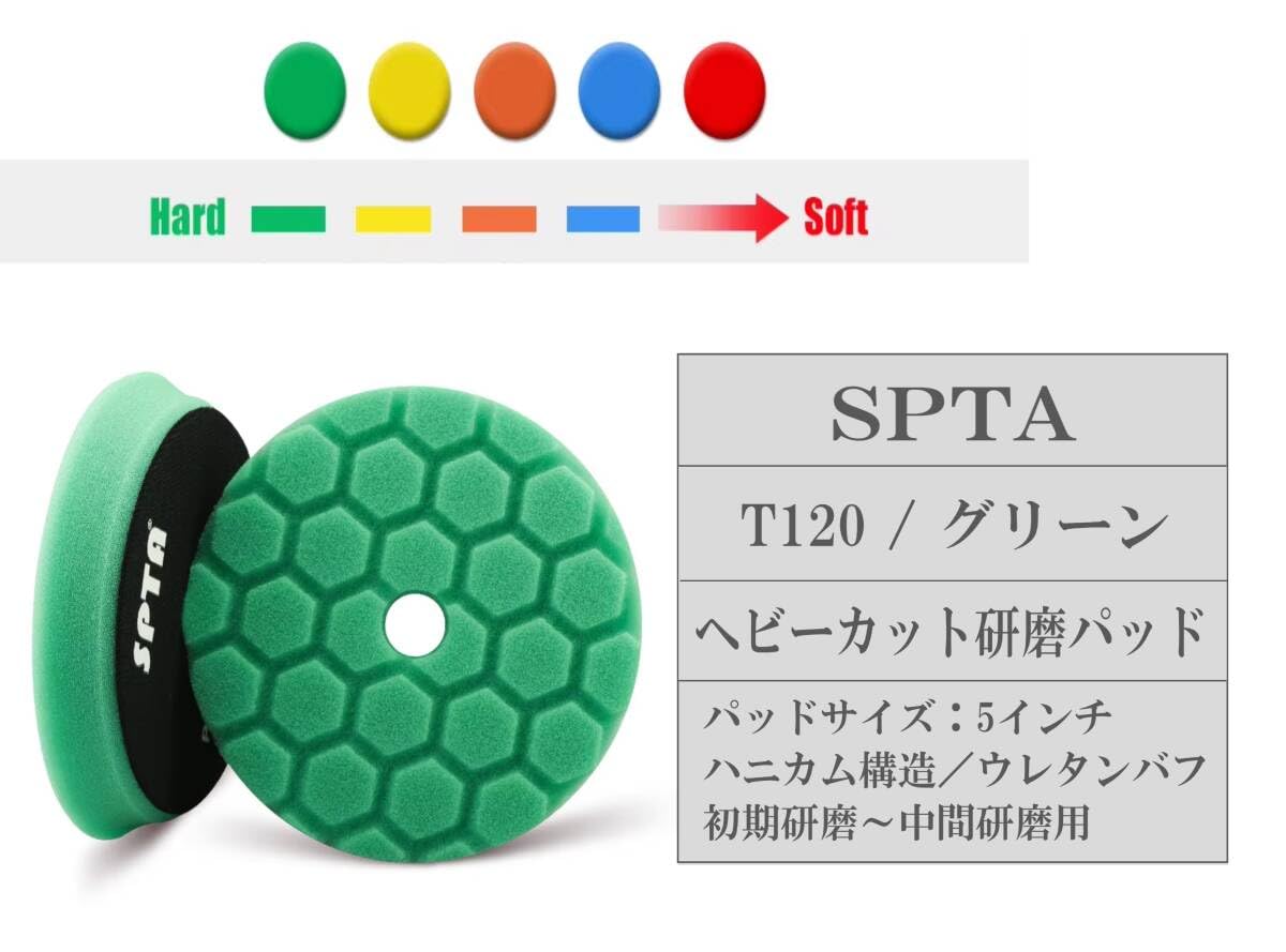 Amazon.co.jp: SPTA 5インチ ウレタン製 バフ T120 グリーン 1枚 