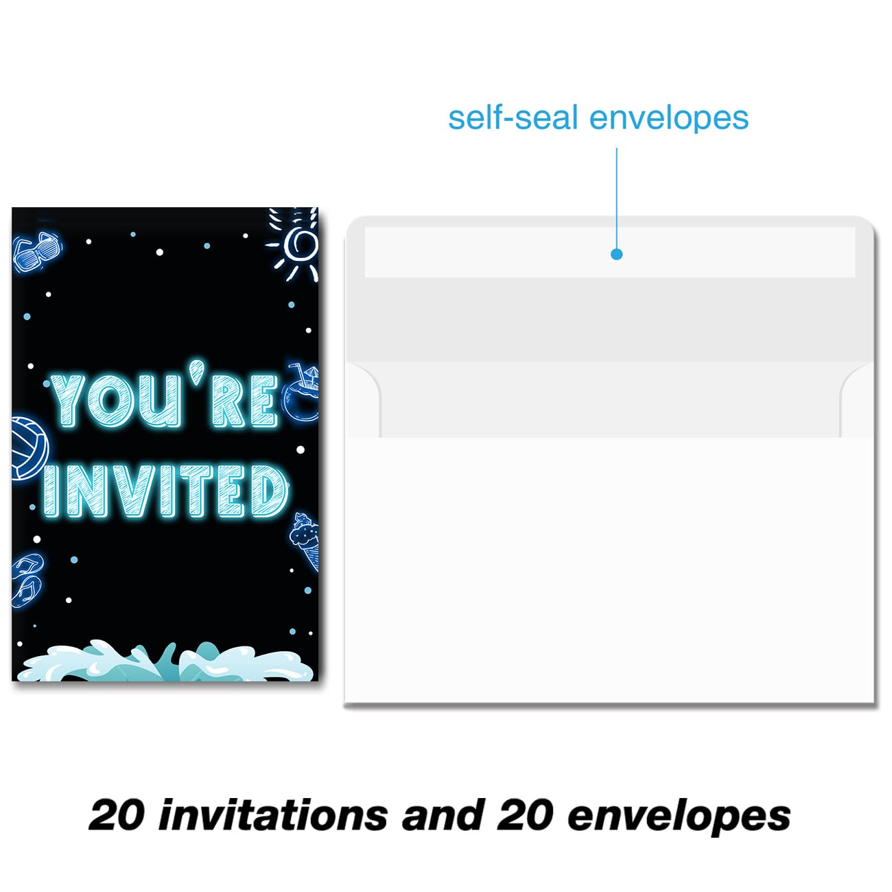 Soiceu Neon Teen Boy Pool Birthday Invitations Bruh Pool Birthday Party Invites Teenager Birthday Invitations with Envelopes Set of 20